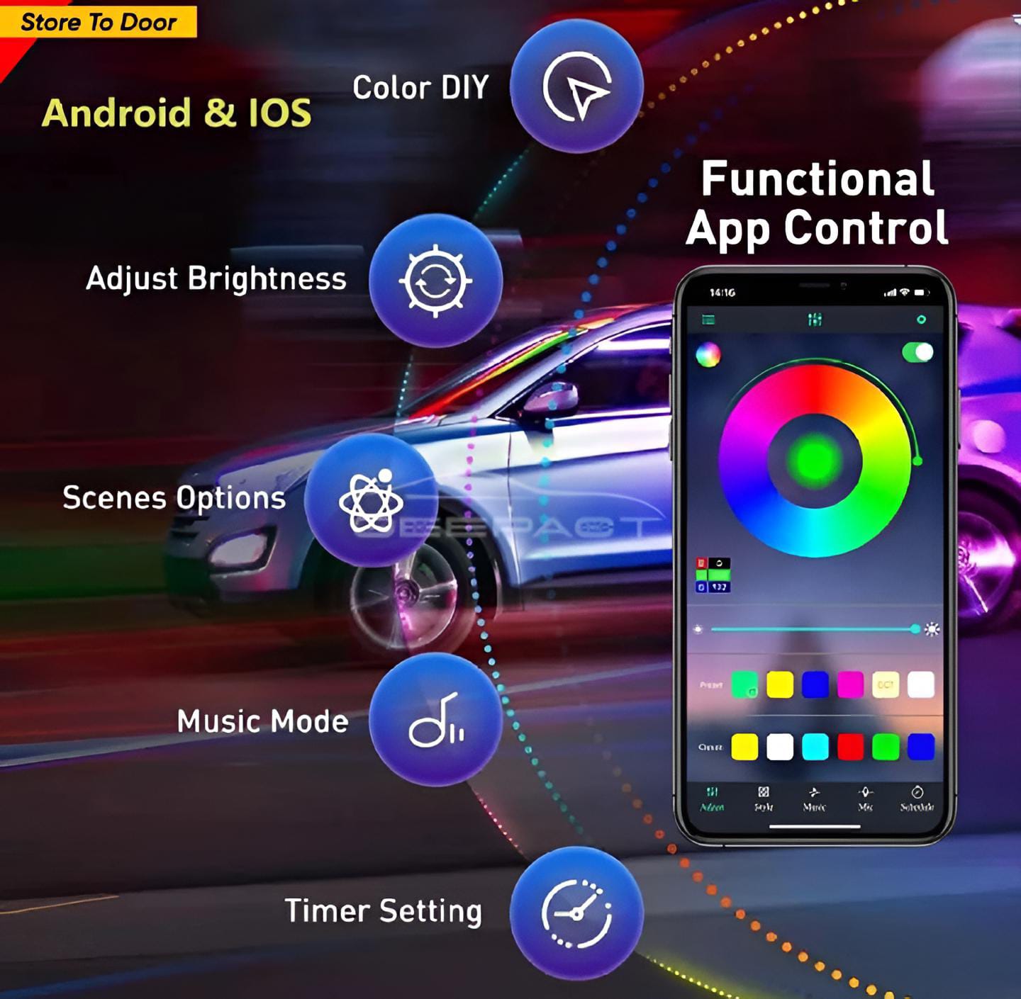 USB LED Car Interior Ambient Light Strip